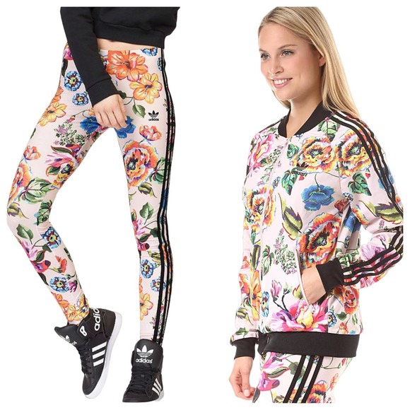 adidas Pants - Adidas Originals X Farm Floralita Track Jacket and Tights Set